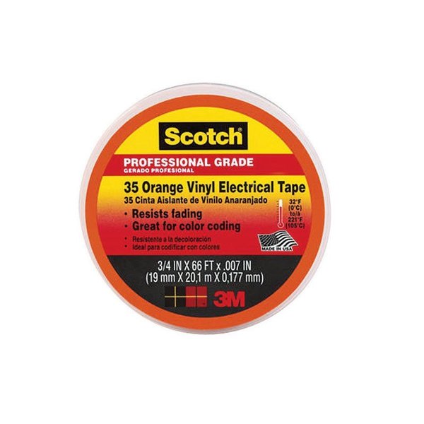 Scotch Elec Tape 3/4"X66' Org 10869-DL-5